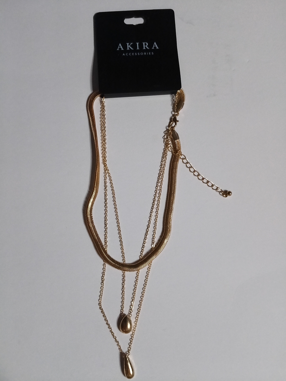 AKIRA Gold Layered Teardrop Necklace